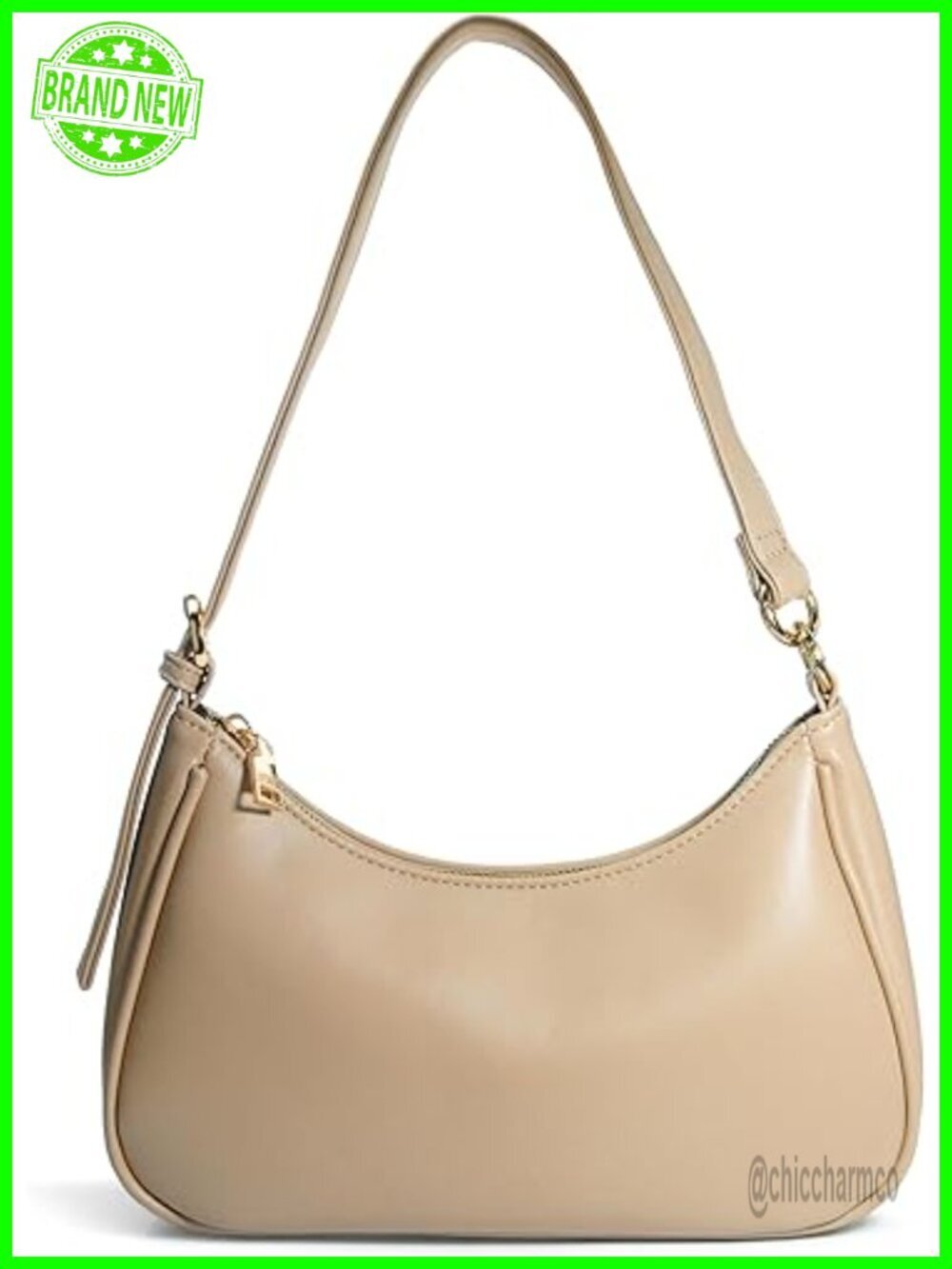 Convertible Crescent Shoulder Bag Vegan Leather Chain Crossbody Hobo